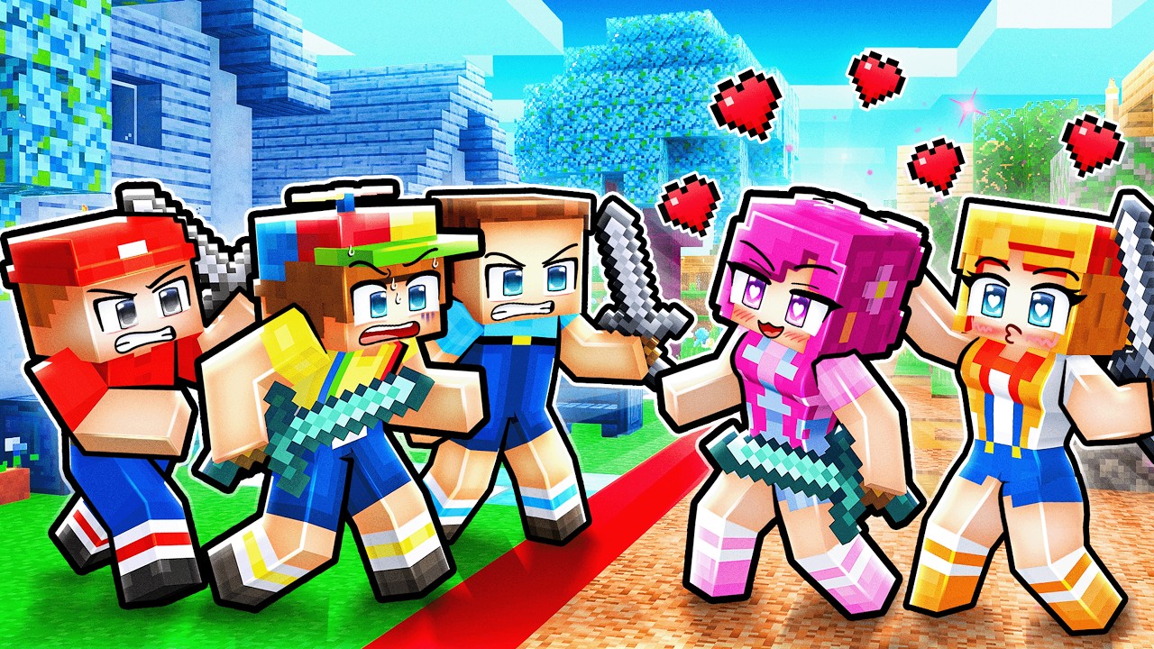 The Boys SPLIT the VILLAGE IN HALF in Minecraft!