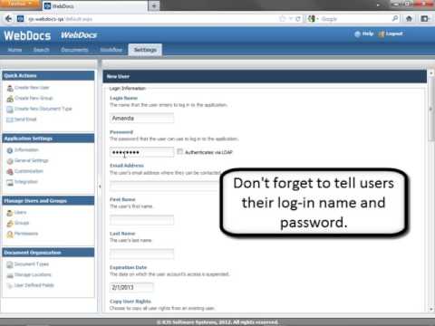 WebDocs Windows Edition: Creating a User