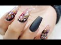 Black Nail art Designs/Full set paso a paso Uñas Acrilicas Negras