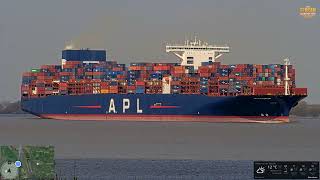 APL FULLERTON – Containerriese aus Singapur auf der Elbe | 10.04.2025 | Elbcam Grauerort