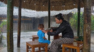Single mother Ly Tieu Ca plants corn on a stormy day.