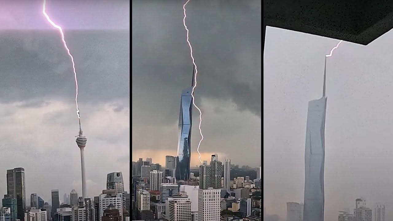 Orage VIOLENT/STRONG Thunderstorm ⚡⚠️🔊, attention les OREILLES!! - Kuala Lumpur (08-03-25)