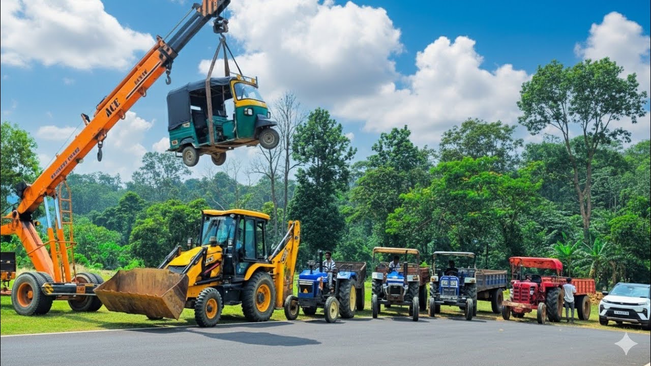 Lift Test of Tempo with Crane | Swaraj 735 | Mahindra 275 | New Holland 3630 | Jcb 3dx