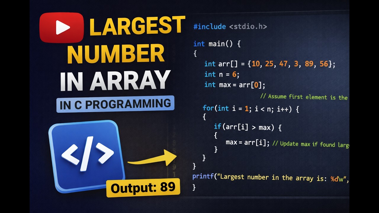 C Program - Finding Largest Number in an Array - YouTube
