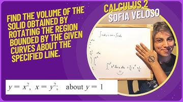 6.2.11 Find the volume of the solid obtained by rotating the region y = x^2, x = y^2 about y = 1