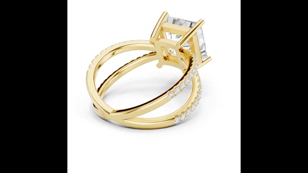Criss Cross Radiant Cut Lab Grown Diamond Wedding Ring