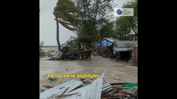 Tidal Surge Floods Coastline, Carrying Away Tin, Wood and House Debris.