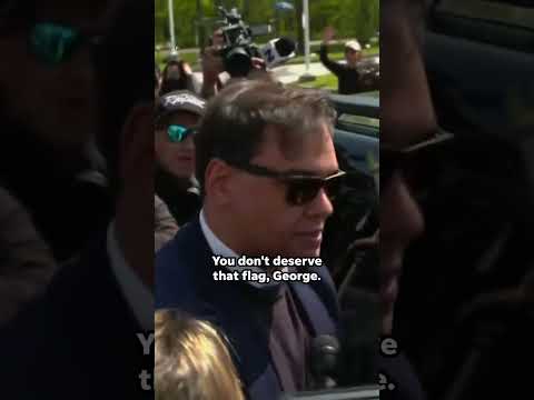 'You don't deserve that flag, George!' Rep. George Santos hounded after arrest #Shorts