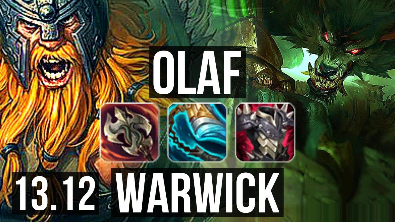 OLAF vs WARWICK (TOP) | 6 solo kills, 9/2/5, 300+ games, Dominating | NA Master | 13.12