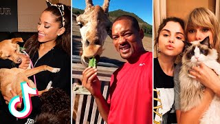 CELEBRITIES SHOW THEIR CUTE PETS ON TIK TOK | FAMOUS PEOPLE PETS COMPILATION