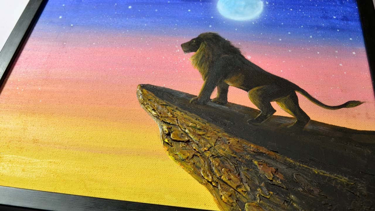 Simba Lion King | Acrylic Painting On Canvas / Easy Tutorial with Rock Texture Technique