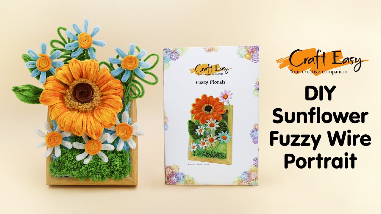 DIY Sunflower Fuzzy Wire Portrait Tutorial (easy to do crafting) - YouTube