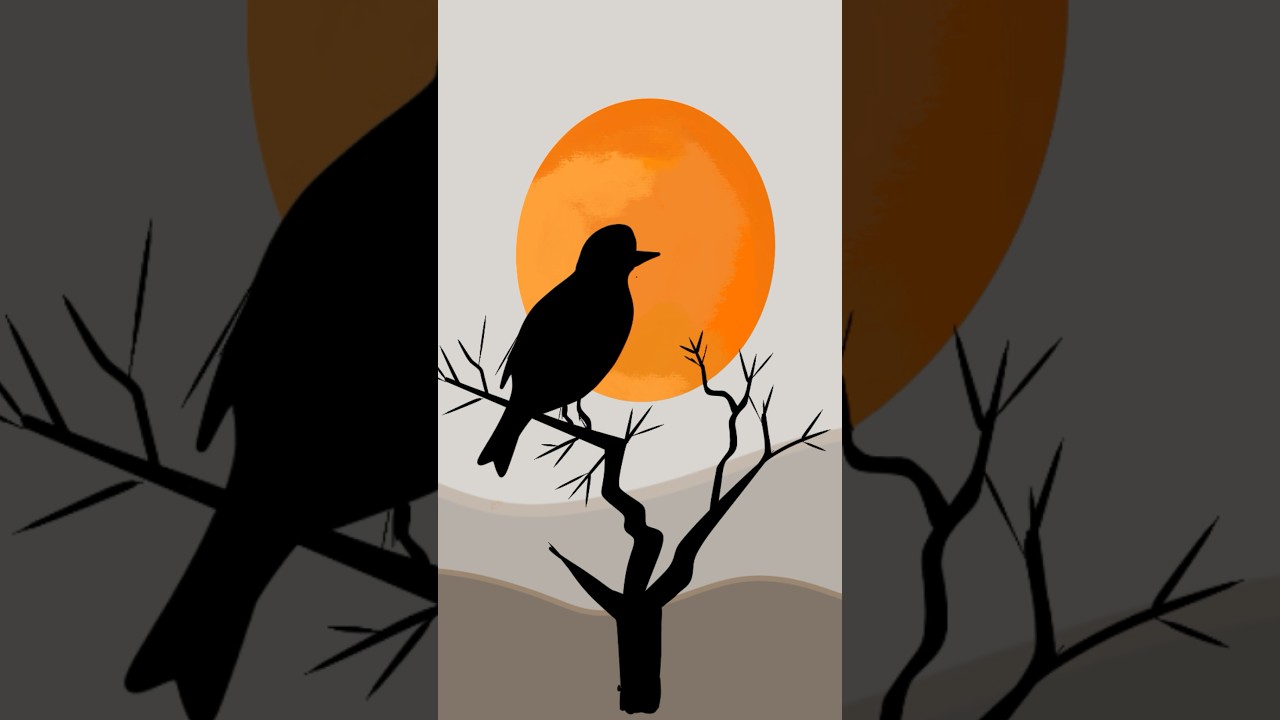 Sunset Bird Silhouette Art 🌅 | Simple & Beautiful 