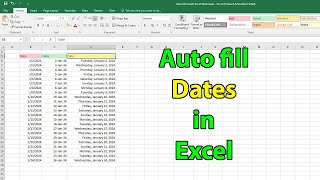 How to insert dates in excel automatically