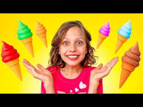 Nastia explores colors while playing with ice cream at the playground | Daddy Finger Family Song ...