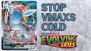 Glaceon Vmax from Evolving Skies Stops Attacks COLD | Pokemon TCG Deck Profile | PTCGO Game Play