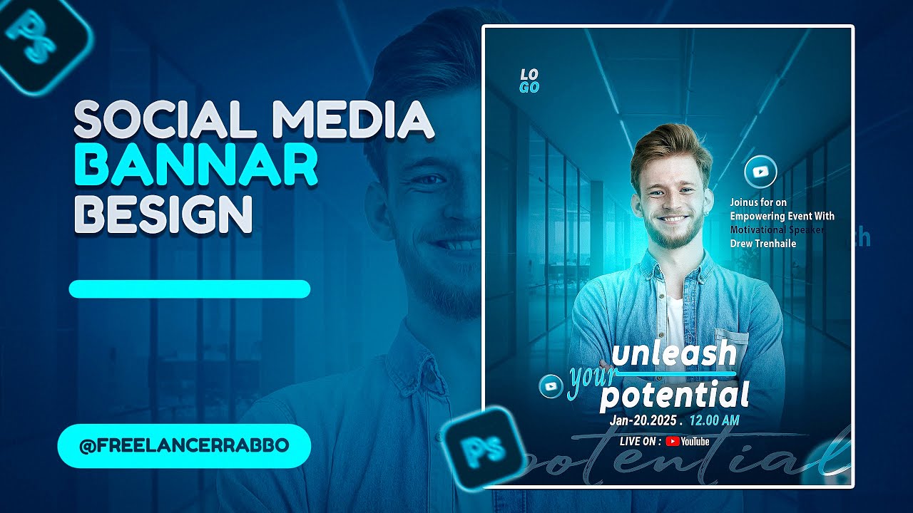 social media post design in photoshop | Banner Design Tutorials - YouTube