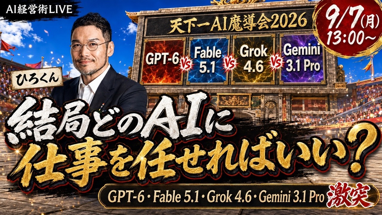 無人版！天下一AI魔導会2026｜GPT-6・Fable 5.1・Grok 4.6・Gemini 3.1