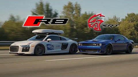 Audi R8 vs Dodge Challenger SRT | Street Race & Brutal Exhaust Sounds!