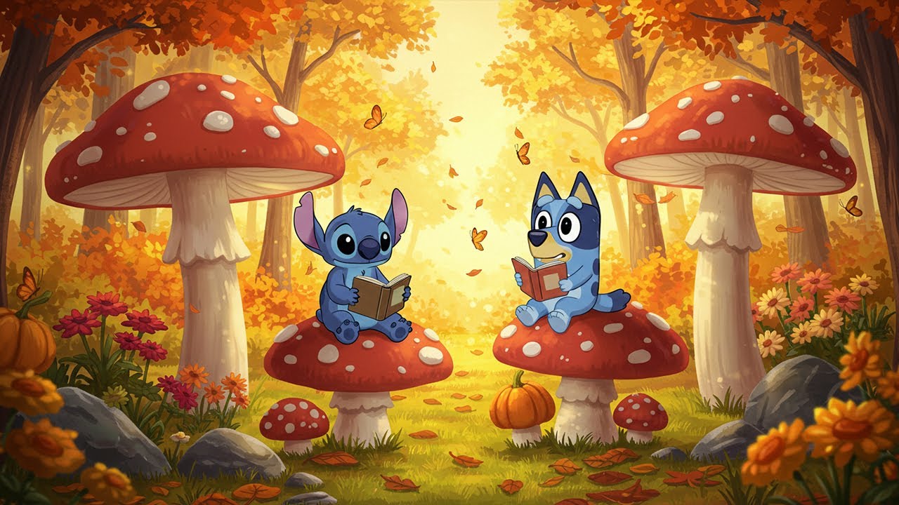 Peaceful Autumn Canoe with Stitch & Bluey 🍁 Lofi Study Work Relax Music ...