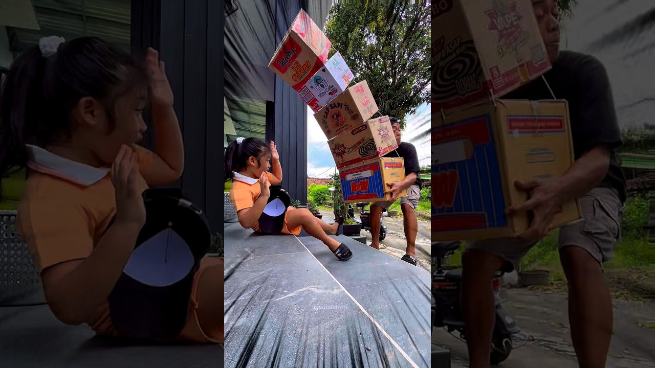 PRANK kardus ambruk lucu ngakak #kreatif #prank #mainan #lucu #cardboard