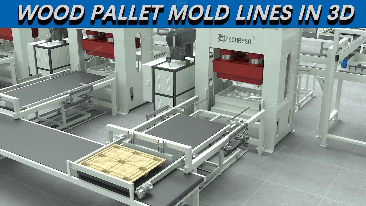 3D Animation: Wood Pallet Mold Press Machine Production Process Line ...