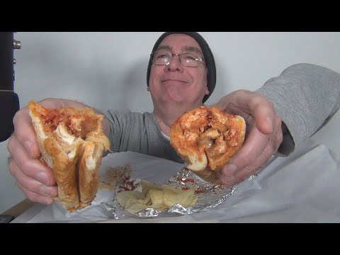 ASMR Eating a Chicken Parmigiana Sub from Slice and More