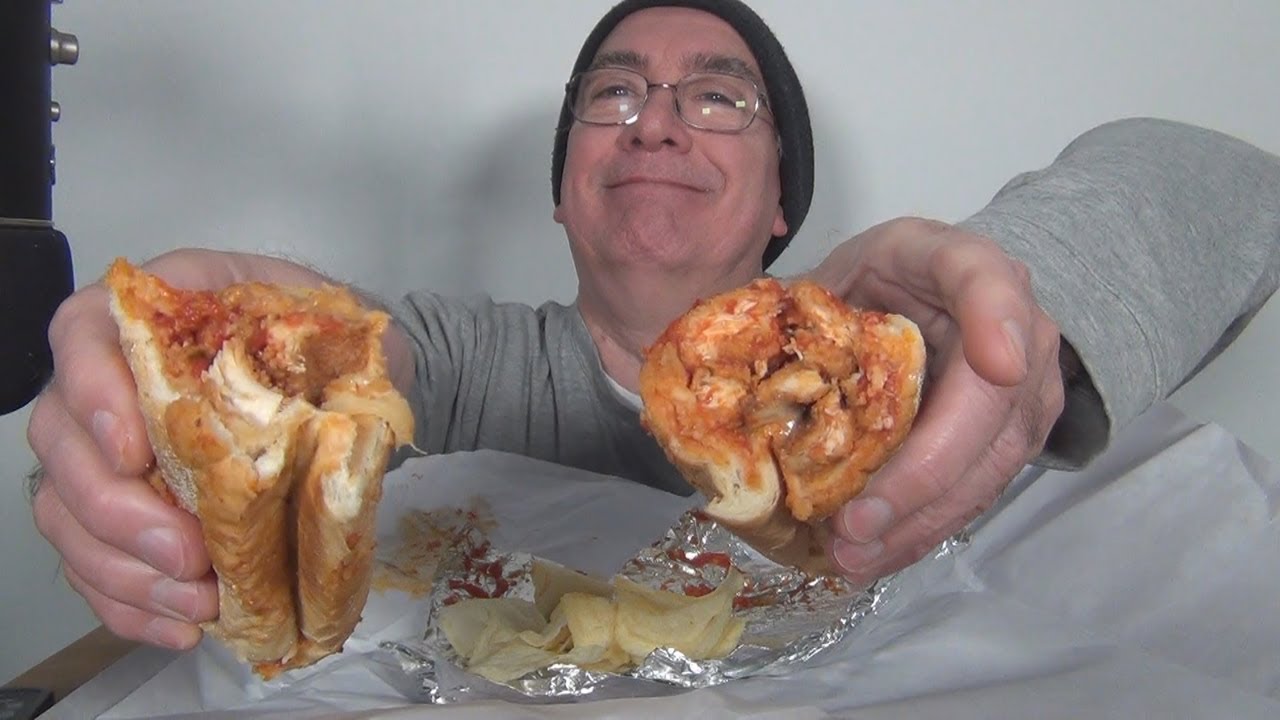 ASMR Eating a Chicken Parmigiana Sub from Slice and More