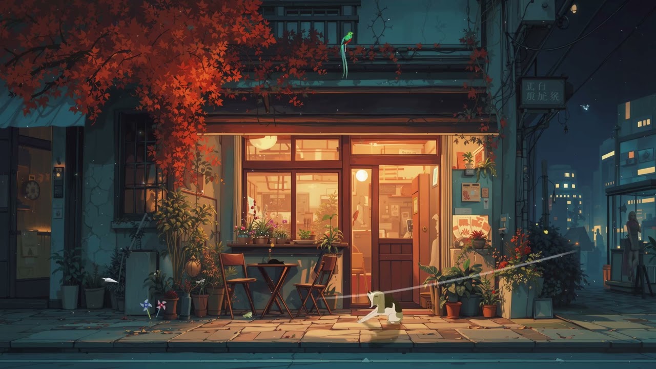 Lofi City Night at a Cozy Storefront 🌙 🍂 Relaxing Beats to Relax and Sleep | Lofi Hip Hop