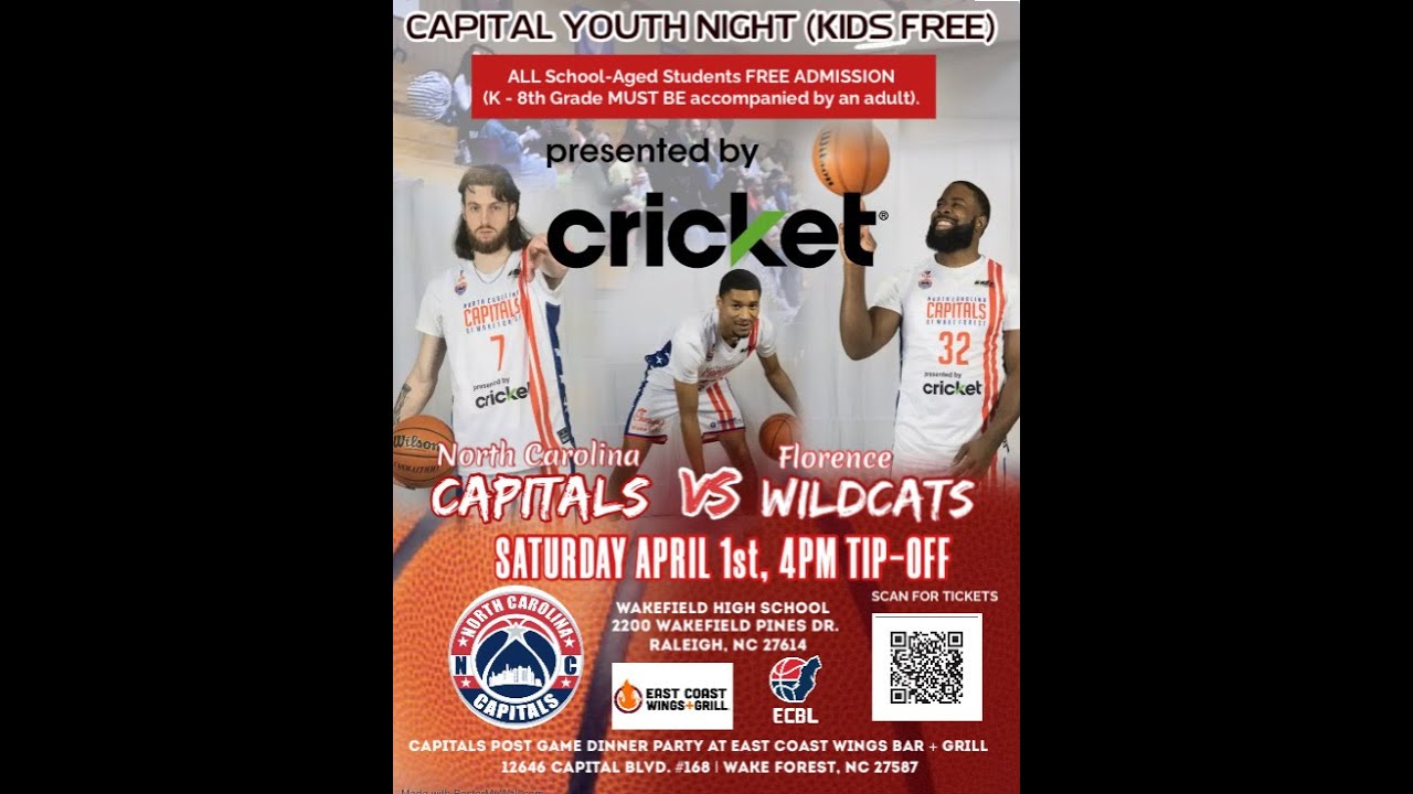 ECBL Basketball: North Carolina Capitals vs. Florence Wildcats - 4-1-23 ...