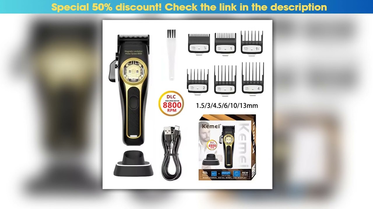 Kemei KM2373 Professional Hair Clipper Magnetic Levitation Motor 8800 Rpm Hair Trimmer Charging