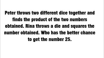 Peter throws two different dice together and finds the product of the two numbers obtained.