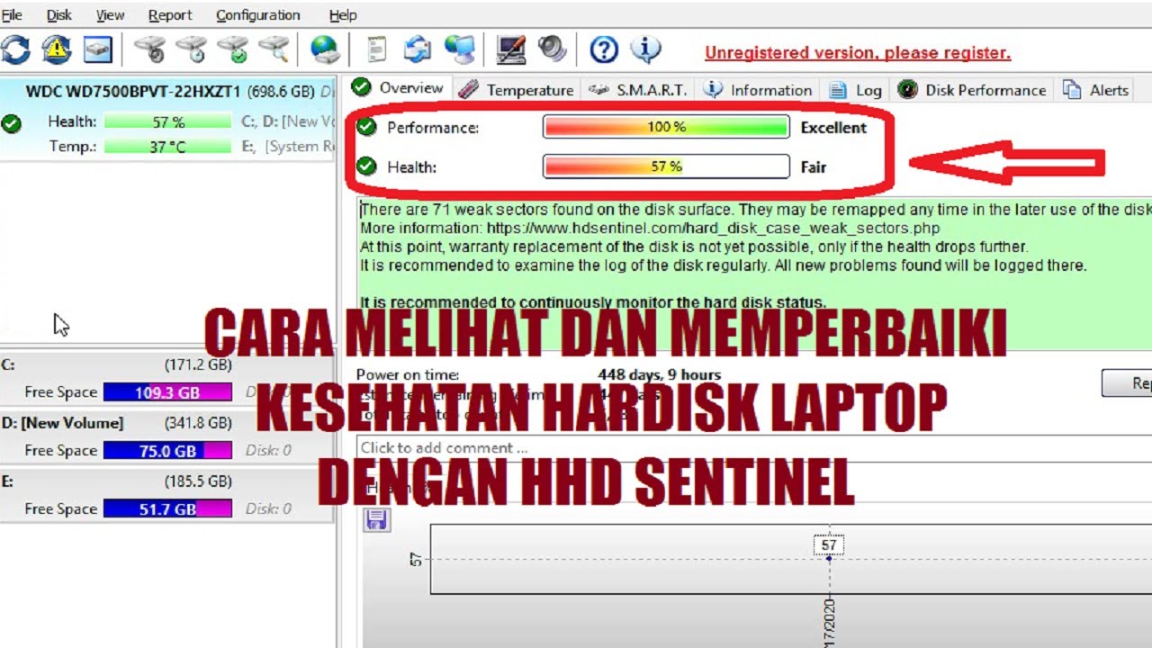 CARA MENGATASI HARDISK YANG TIDAK SEHAT DENGAN HDD SENTINEL