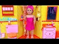 Baby Doll Bathroom Morning Routine with Pink Towel! Play Toys