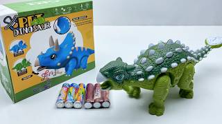 8-Minute Electric Toy Unboxing: Brachiosaurus Laying Eggs in Dinosaur World ASMR Review Toy