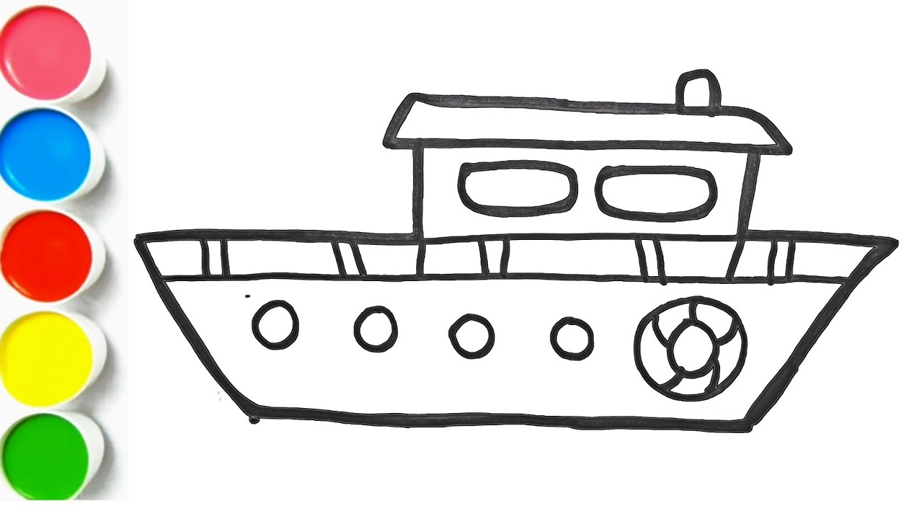 Boat Drawing, Coloring and Painting for Kids, Toddlers | Learn Colors ...
