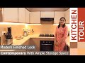Premium Lacquered Glass Modular Kitchen | Handless Kitchen Powered By Hafele | Kitchen Tour | Lario