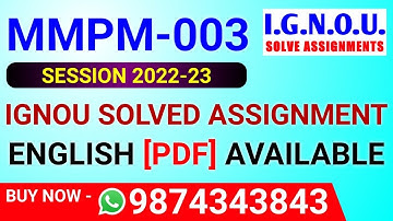 MMPM-003 Solved Assignment 2022-23 in English, MMPM 3 Solved Assignment 2023, MMPM 3 Assignment