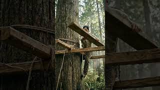 Ancient Tree Survival Shelter Build | Bushcraft Treehouse in Deep Forest| #asmrcamping #shorts