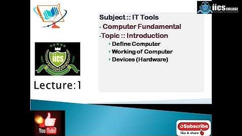 Computer Fundamental | Lecture-01 | Working of Computer| By Javed Sir | IICS COLLEGE