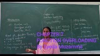 FUNCTION OVERLOADING, by Syeda Muzamill Mam, Part 1 #introduction#needforfunctionoverloading