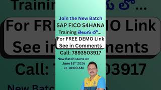 SAP S4 HANA FICO Tutorial | SAP FICO in Telugu | Join the New Batch #saps4hana