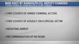 Man shot by Randolph County deputy charged with multiple felonies