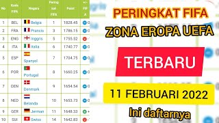 PERINGKAT FIFA ZONA EROPA (UEFA)  TERBARU 11 FEBRUARI 2022  // BELGIA TETAP PERINGKAT 1