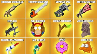 All Simpsons Boss Fights, Mythic & Exotic Weapons in Fortnite!
