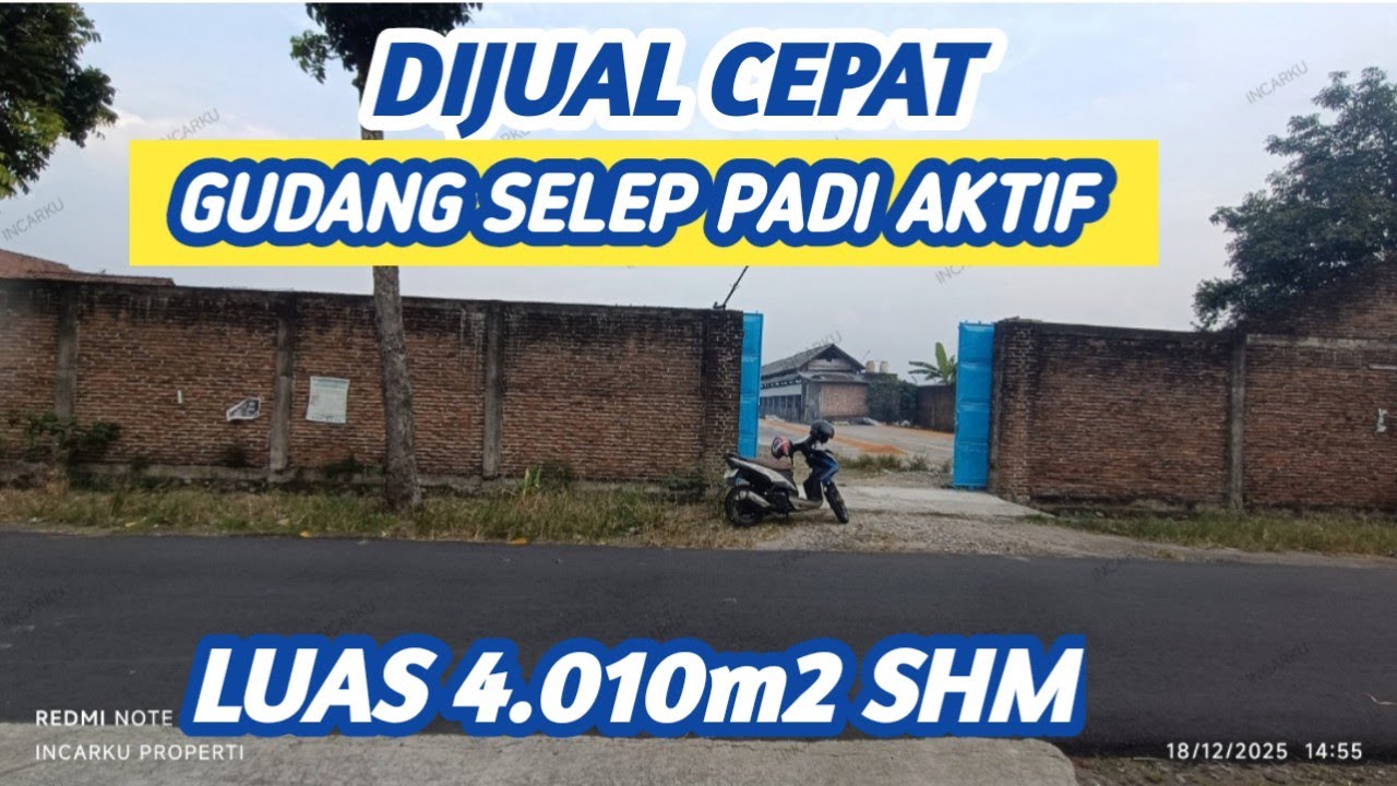 Dijual gudang selep padi masih aktif 