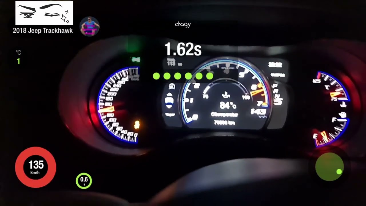 Jeep Grand Cherokee TRACKHAWK acceleration 100-200 km/h 6.2L V8 HEMI