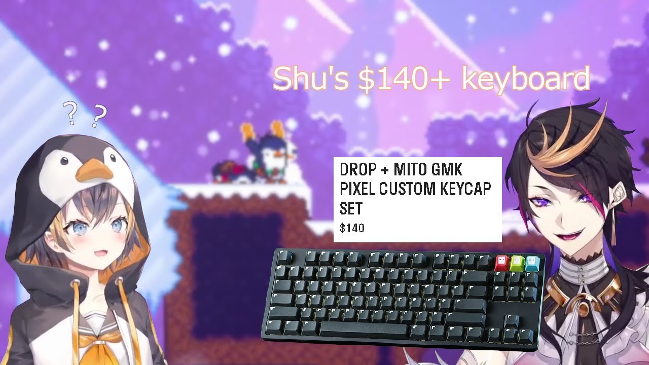 [Nijisanji EN] Petra is baffled by Shu's $140+ keyboard with letterless keycaps (Bread & Fred)