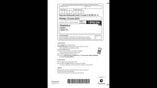 Pearson Edexcel GCSE Statistics Paper 2h 2025 Question Paper