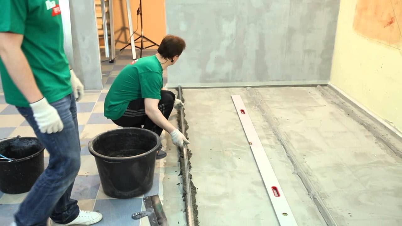 оборудование для полусухой стяжки пола в уфе - YouTube